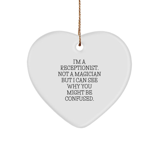 Gifts for Receptionists from Friends - Funny Heart Ornament for Christmas - Image 1