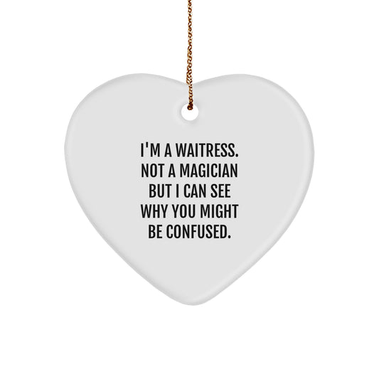 Funny Waitress Heart Ornament Gifts from Men, Women, Friends, or Family to Waitress, Coworkers, or Anyone Who Loves Christmas - Image 1