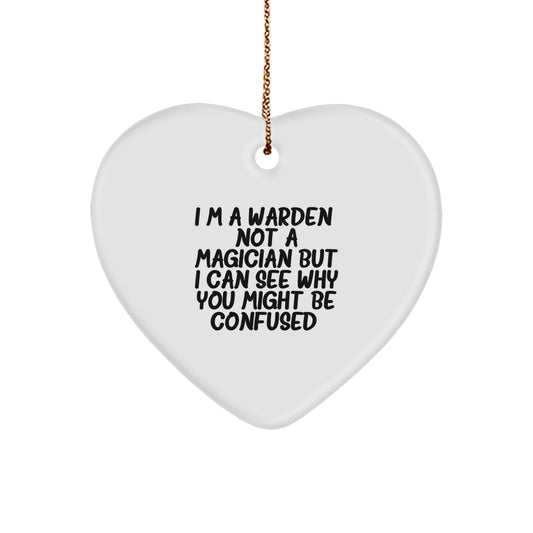 Funny Warden Heart Ornament Gifts from Friends, Perfect for Christmas Unique Gifts for Warden, Men, Women, Coworkers, or Family - Image 1