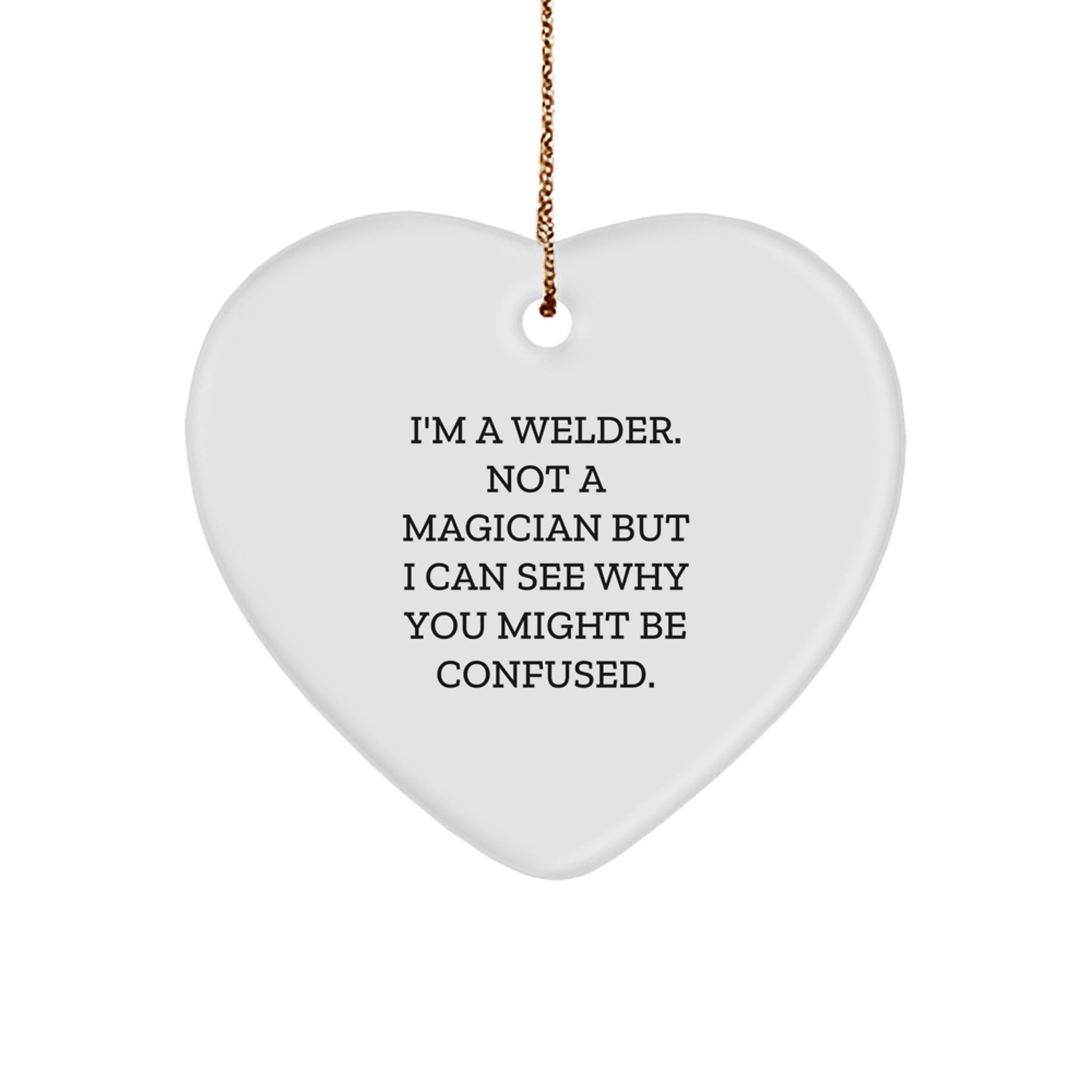 Welder Keepsake Heart-Shaped Christmas Ornament for Him Gift White - Image 1