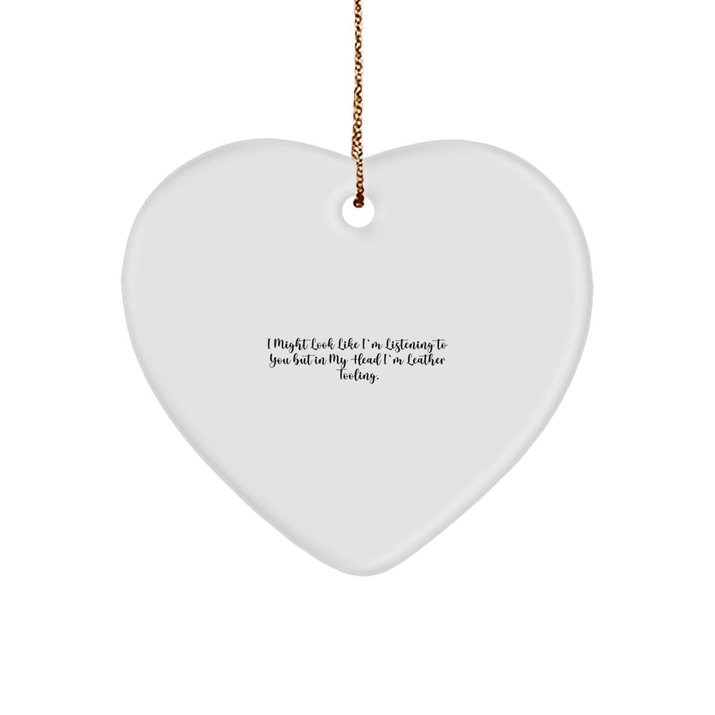 For Him Keepsake Leather Tooling Heart Ornament Christmas Unique Gift - Image 1
