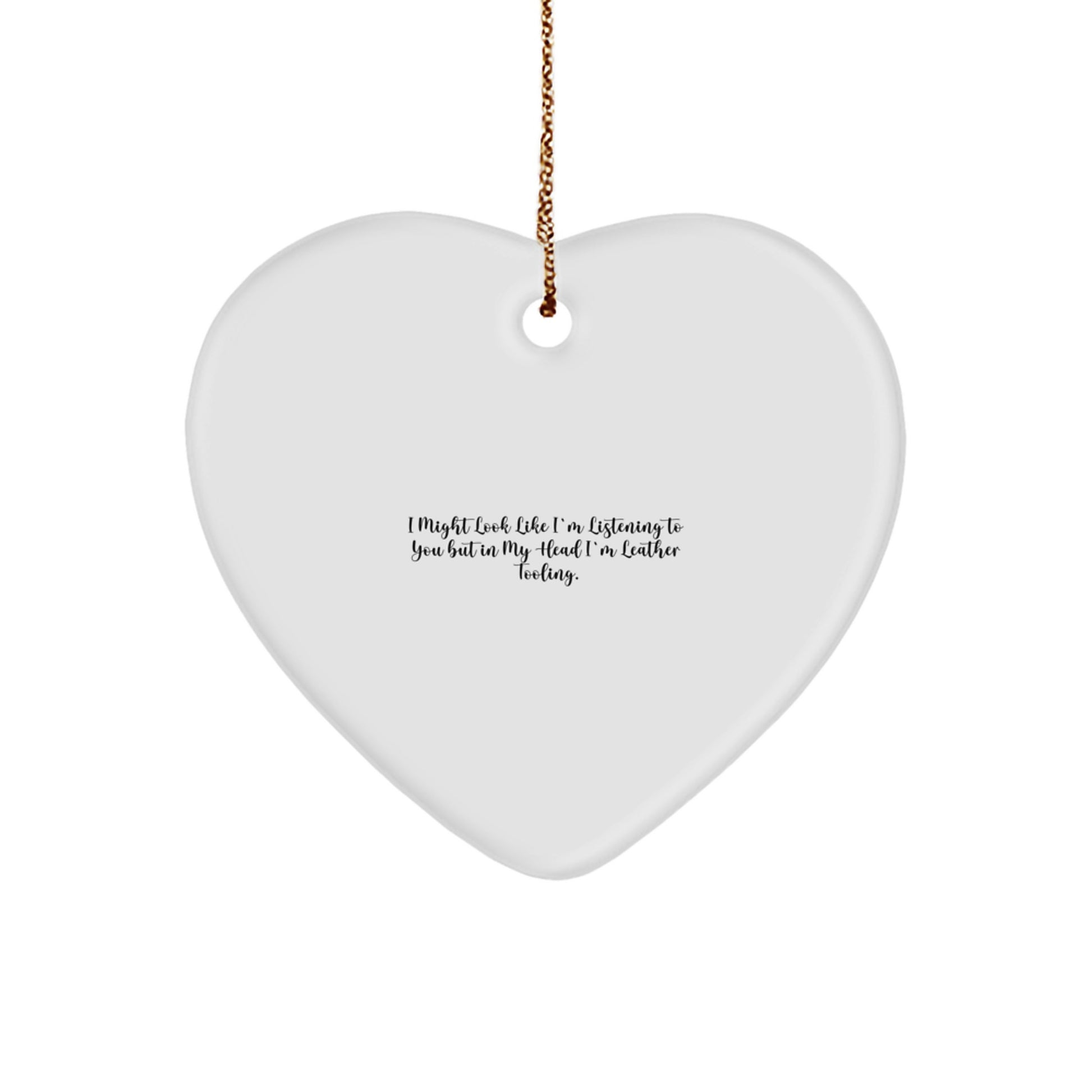 For Him Keepsake Leather Tooling Heart Ornament Christmas Unique Gift - Image 1