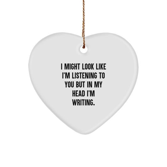 Creative Writing Inspiration, Funny Heart Ornament, Gifts from Friends for Creative Writing Men, Perfect for Christmas Unique Gifts - Image 1