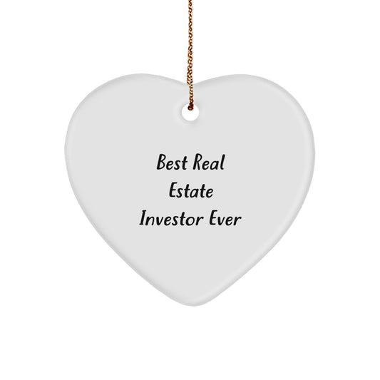 Funny Real Estate Investor Heart Ornament Gifts from Friends to Best Real Estate Investor Ever, Christmas Unique Gifts for Real Estate Investors, Heart Shaped Ornaments - Image 1