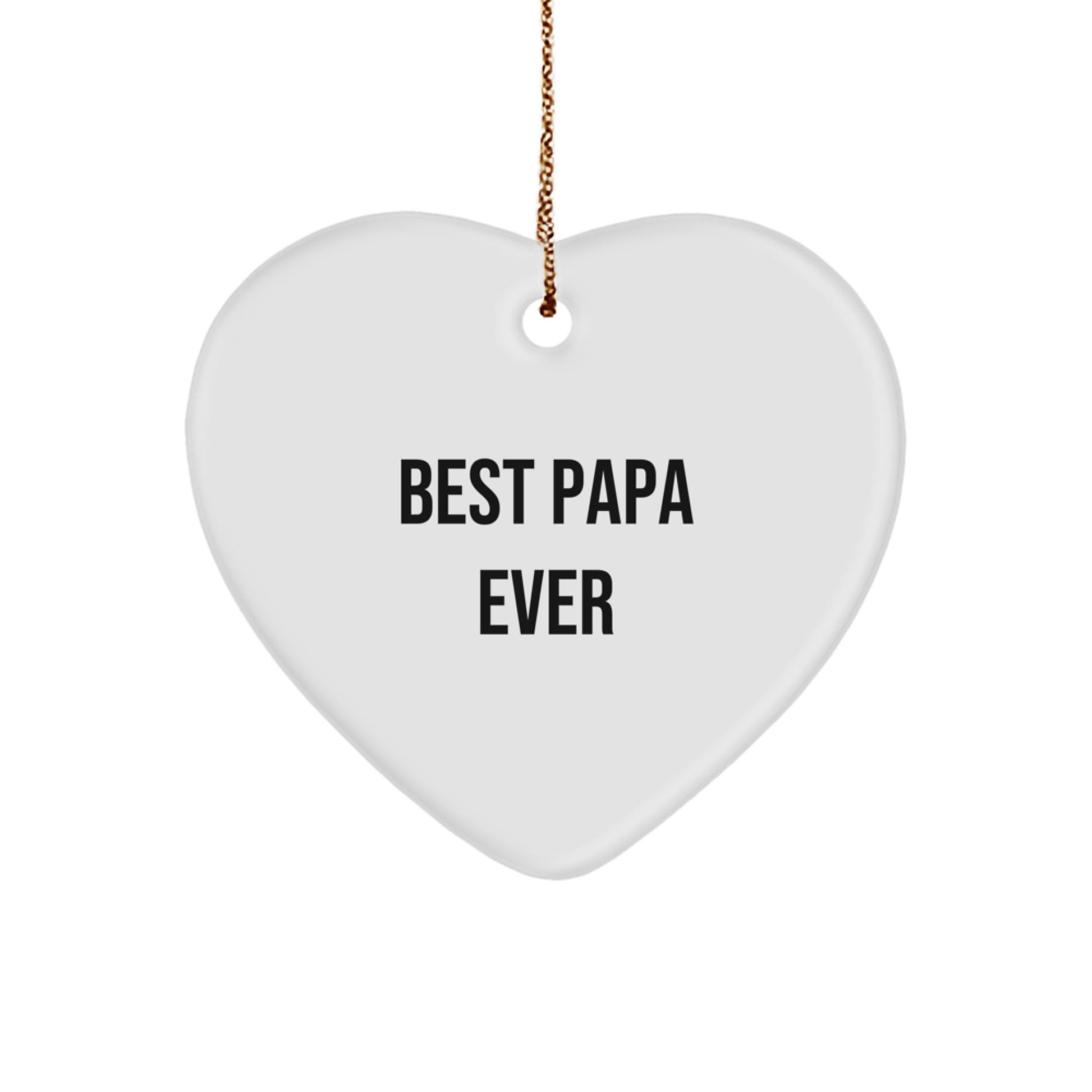 Funny Papa Gifts for Men, Heart Ornament with 'Best Papa Ever' Quote, Christmas Unique Gifts from Family, Sent by Loved Ones - Image 1