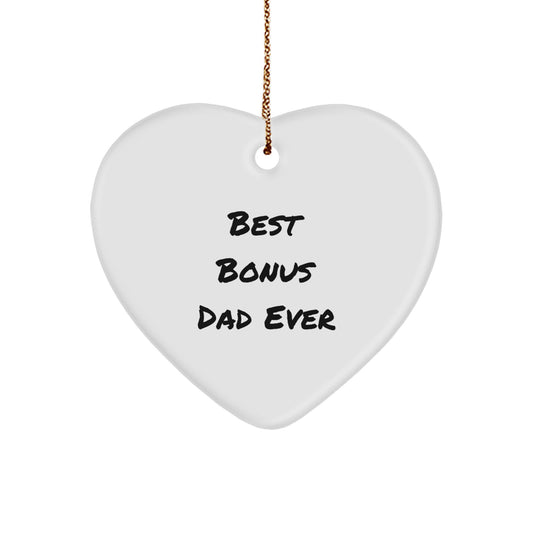 Bonus Dad Keepsake Heart Bright Christmas Ornament for Him Gift - Image 1