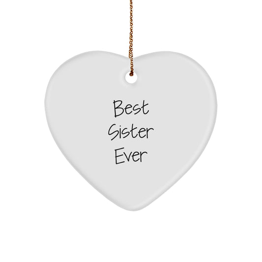 Best Sister Ever Heart Keepsake Christmas Ornament for Her Gift - Image 1