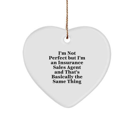 Insurance Agent Keepsake Heart Christmas Ornament for Him Gift - Image 1