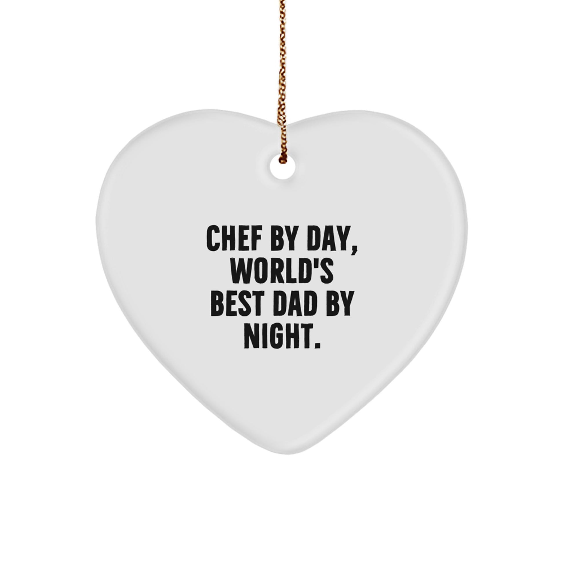 Heart Ornament for Roommates Chef By Day, World's Best Dad By Night Gift - Image 1