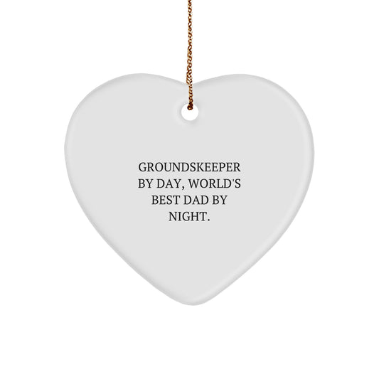 Groundskeeper, Best Dad By Night Holiday Christmas Ornament for Him Gift - Image 1