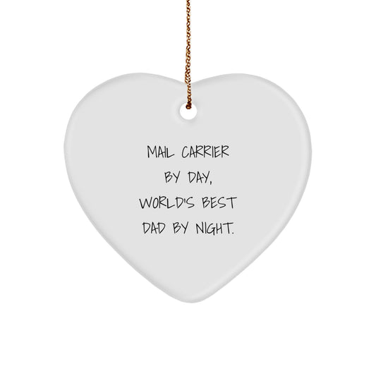 Funny Mail Carrier Gifts: Heart Ornament, Gifts from Men to Mail Carrier, Christmas Unique Gifts for World's Best Dad - Image 1