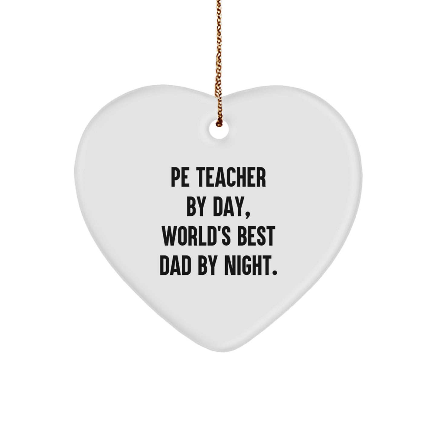 Christmas Gift for Her PE Teacher Heart Ornament Present by Day - Image 1