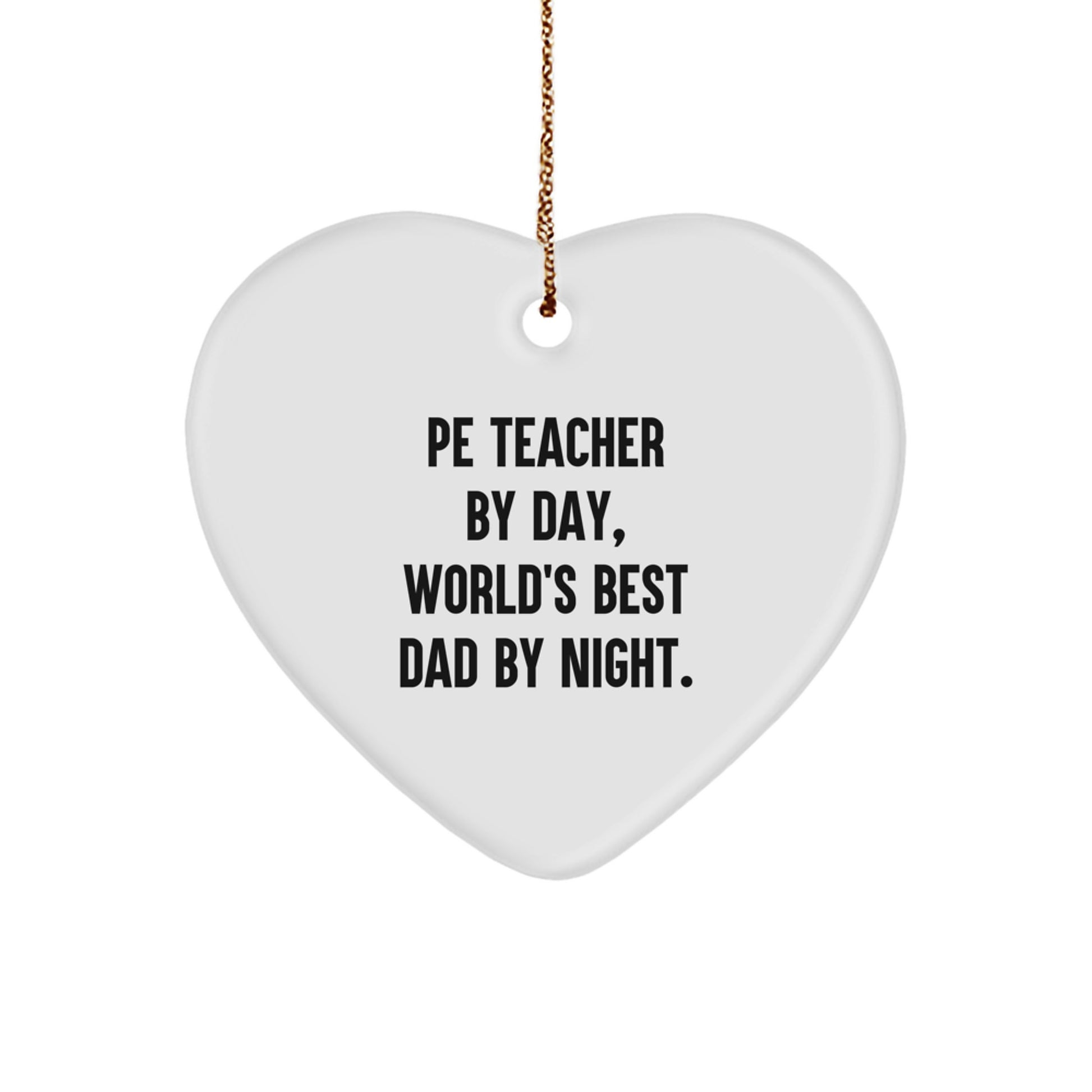 Christmas Gift for Her PE Teacher Heart Ornament Present by Day - Image 1