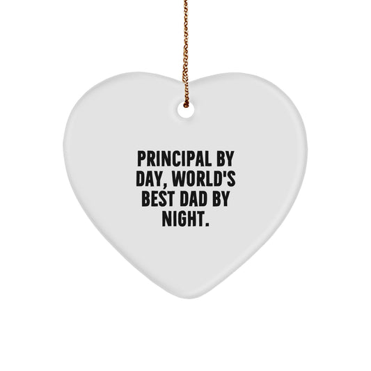 Principal Gifts by Day, Funny Heart Ornament by Night for Christmas - Gifts from Men, Gifts for Principals - Image 1