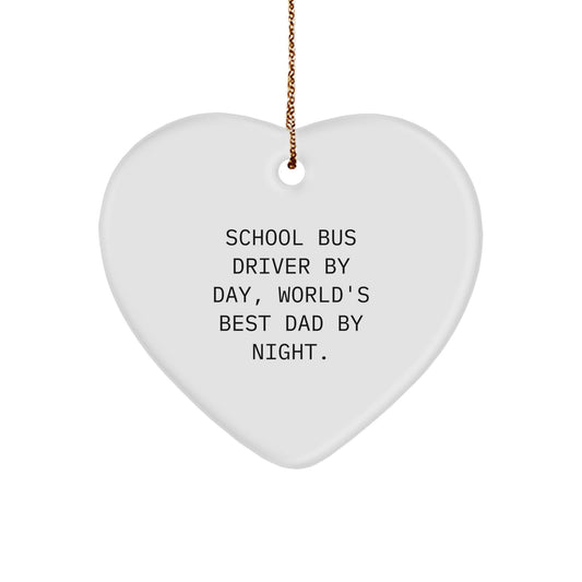 Funny School Bus Driver Gifts by Day, Heart Ornament by Night, Gifts from Family for Christmas - Image 1