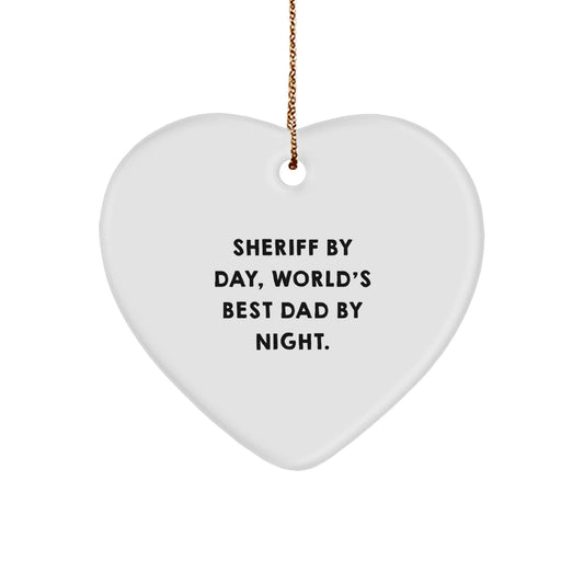 Sheriff By Day, Best Dad By Night Christmas Ornament for Him Gift - Image 1