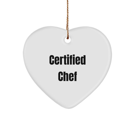 Funny Chef Gifts from Friends, Christmas Unique Heart Ornament for Men, Women, or Family - Certified Chef Heart Decoration - Image 1