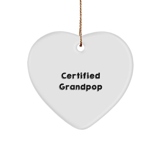 Funny Grandpop Gifts for Men from Family Heart Ornament, Certified Grandpop Quote Christmas Unique Gifts - Image 1
