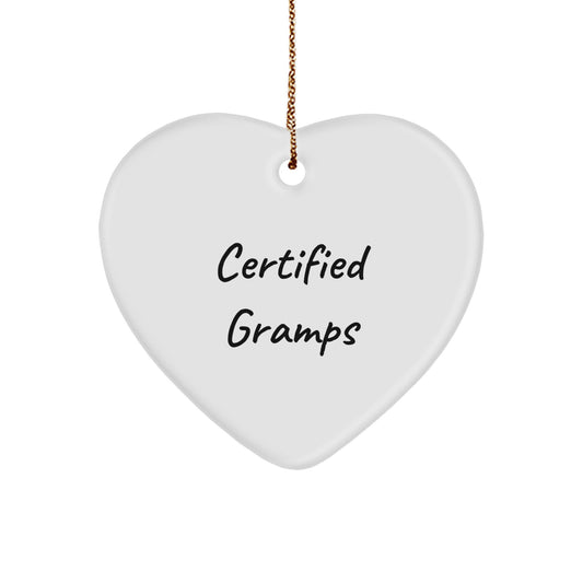 Gramps Funny Quote Heart Ornament Gifts for Men, Gifts from Family, Christmas Unique Gifts, Heart Shaped Decorations - Image 1