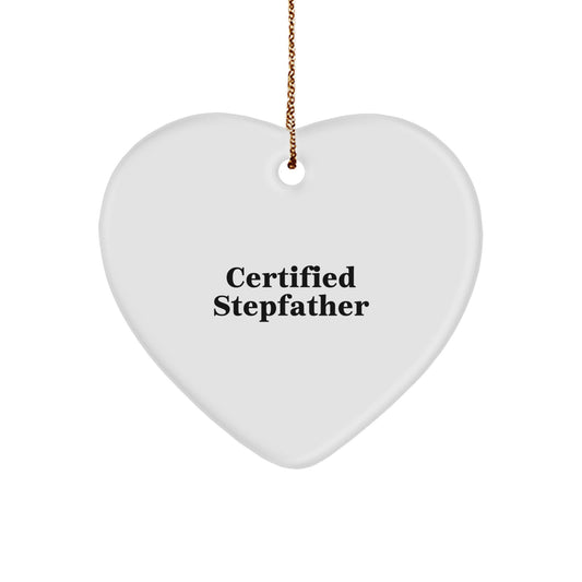 Funny Stepfather Quote Gifts for Men, Heart Ornament from Family, Christmas Unique Gifts for Stepfather - Image 1
