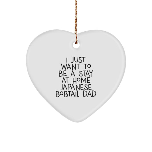 Japanese Bobtail Cat Heart Ornament, Funny Quote Gifts from Dad to Japanese Bobtail Cat Lover for Christmas Unique Gifts - Image 1
