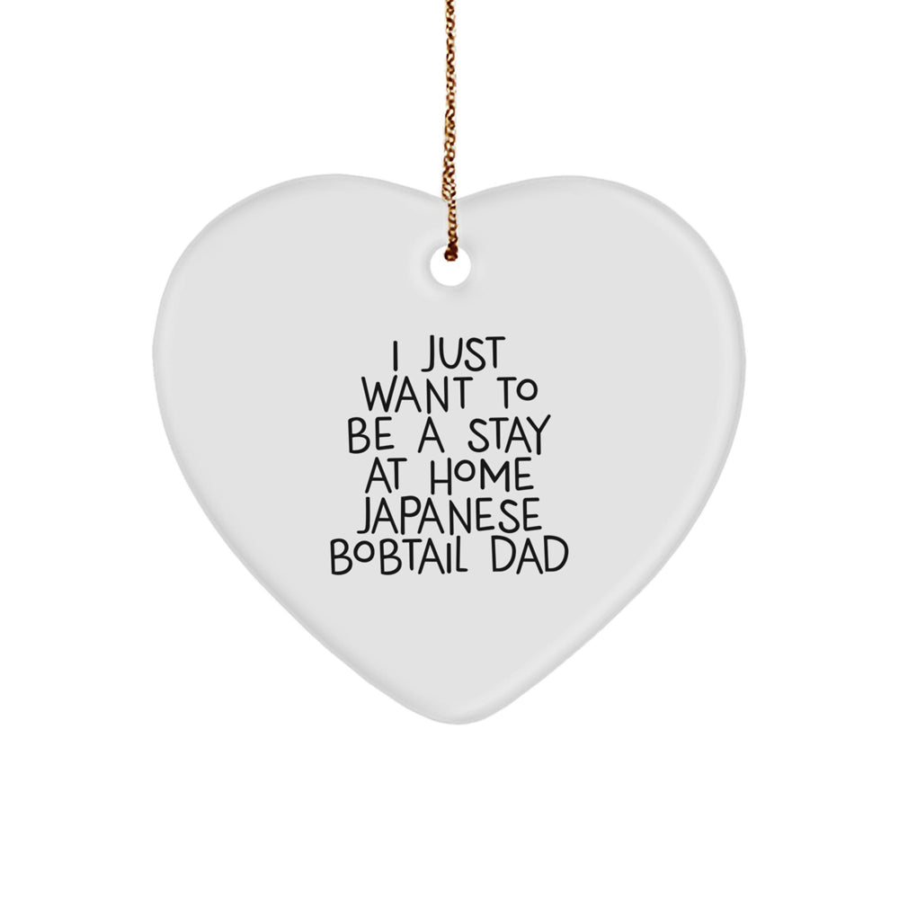 Japanese Bobtail Cat Heart Ornament, Funny Quote Gifts from Dad to Japanese Bobtail Cat Lover for Christmas Unique Gifts - Image 1