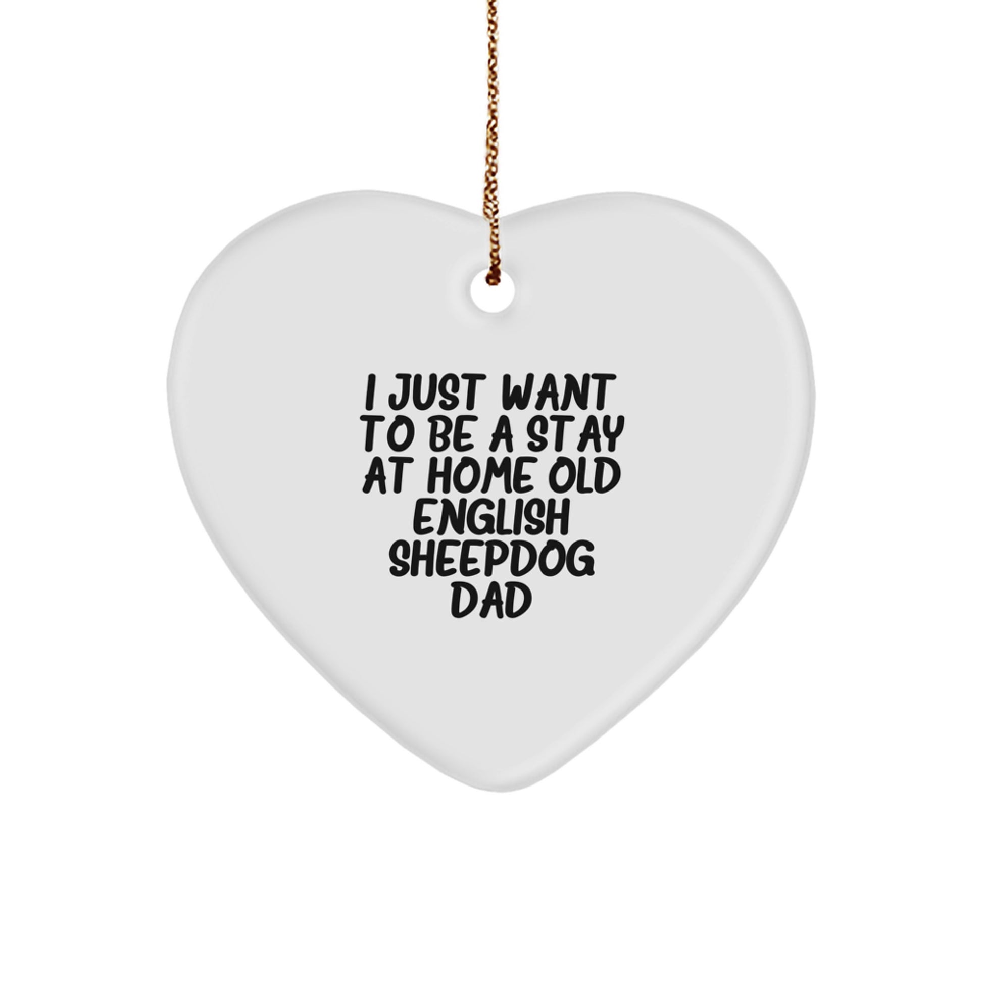 Funny Old English SheepDog Heart Ornament Gifts from Dad to Old English SheepDog Lover for Christmas Unique Decorations - Image 1