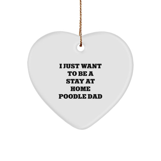 Funny Poodle Dog Gifts from Men to Poodle Dog Dads for Christmas Unique Heart Ornament - Image 1