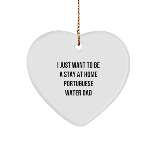 Heartfelt Portuguese Water Dog Love Gifts from Dad for Christmas - Funny Quote Heart Ornament - Image 1