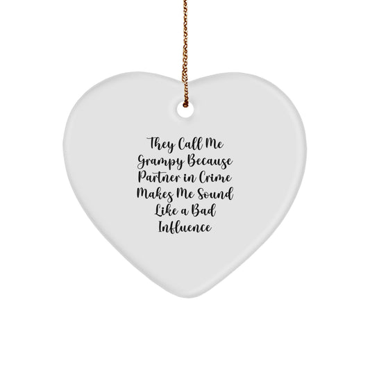 Funny Grampy Christmas Heart Ornament Gifts from Men, Women, Friends, Family - Unique Christmas Unique Gifts for Grampy, Heart Shaped Ornament - Image 1