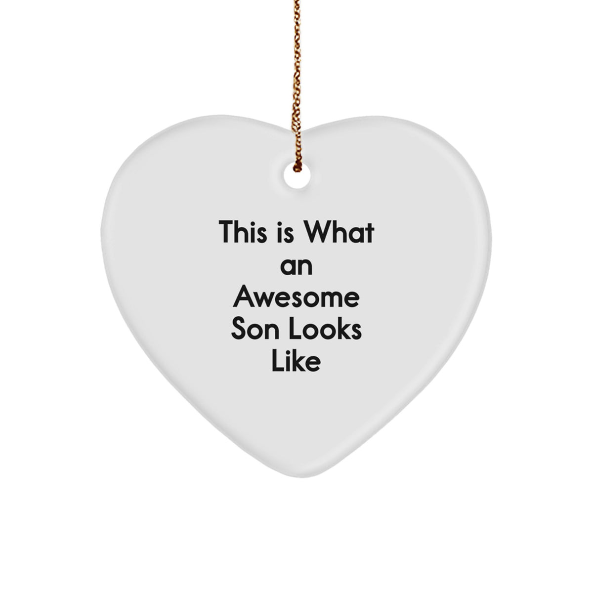 Funny Son Gifts from Mom - This Is What An Awesome Son Looks Like Heart Ornament for Christmas - Image 1
