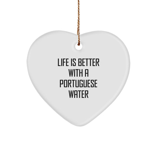 Portuguese Water Dog Lovers Heart Ornament Gifts from Family, Friends, or Coworkers for Christmas - Image 1
