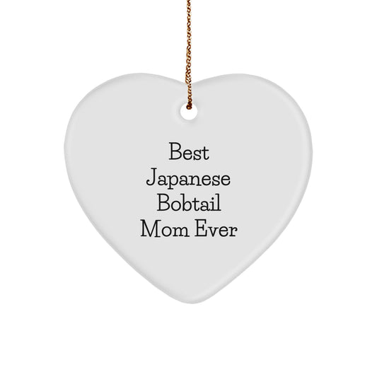 Gifts from Family for Japanese Bobtail Cat Lover, Best Mom Ever - Heart Ornament for Christmas Unique Gifts - Image 1