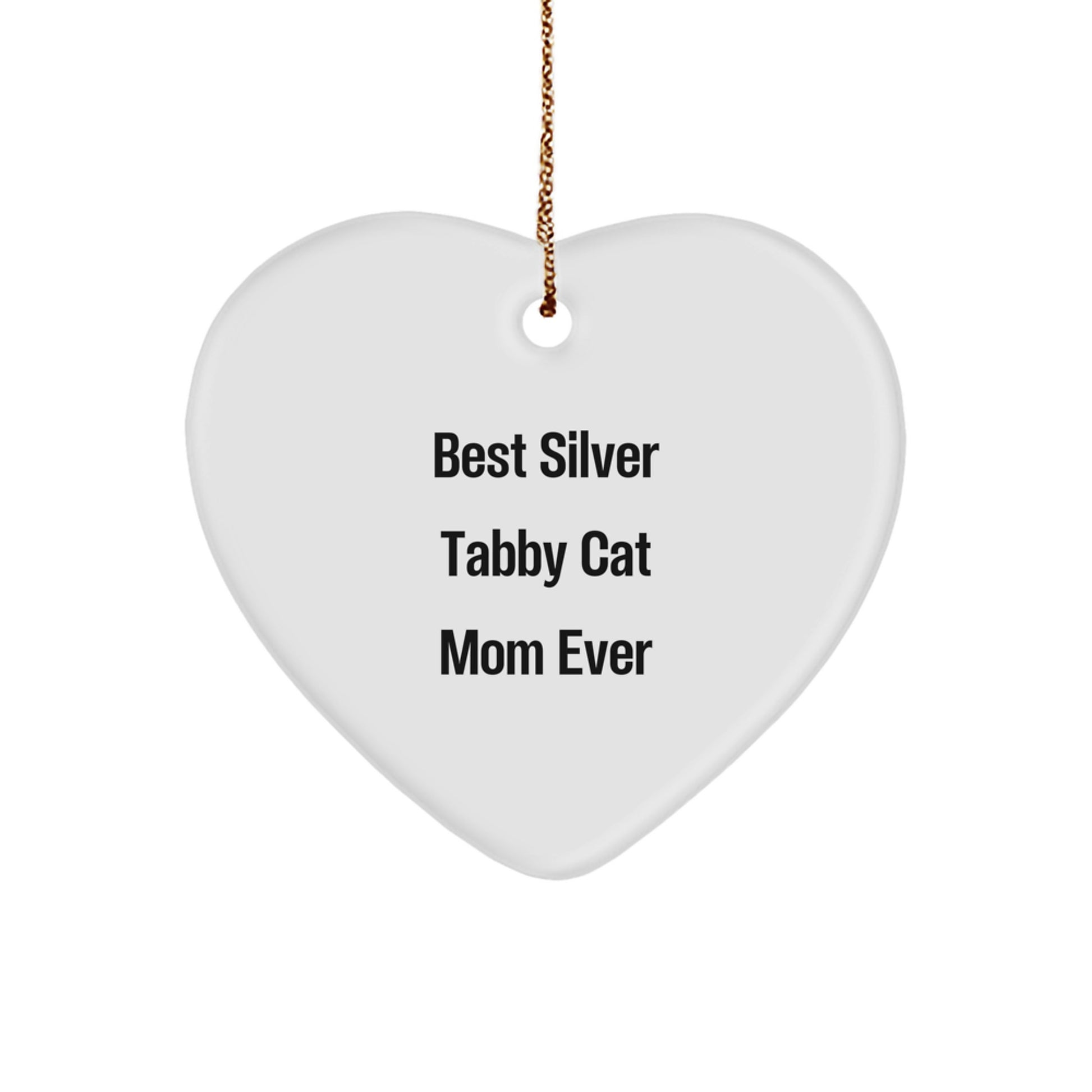 Silver Tabby Cat Mom Heart Ornament Gifts from Family for Christmas - Image 1