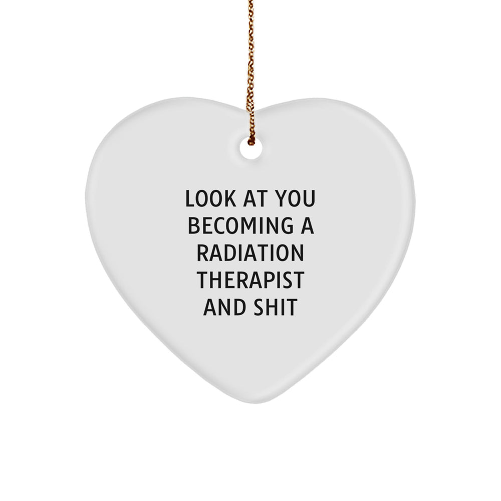 Funny Radiation Therapist Gifts for Men, 'Look At You Becoming A Radiation Therapist And Shit' Heart Ornament, Gifts from Friends, Coworkers, Family for Radiation Therapist Christmas Unique Gifts - Image 1