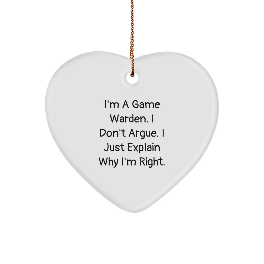 Game Warden Funny Heart Ornament Gifts from Men to Game Wardens, Cute Christmas Unique Gifts - Image 1