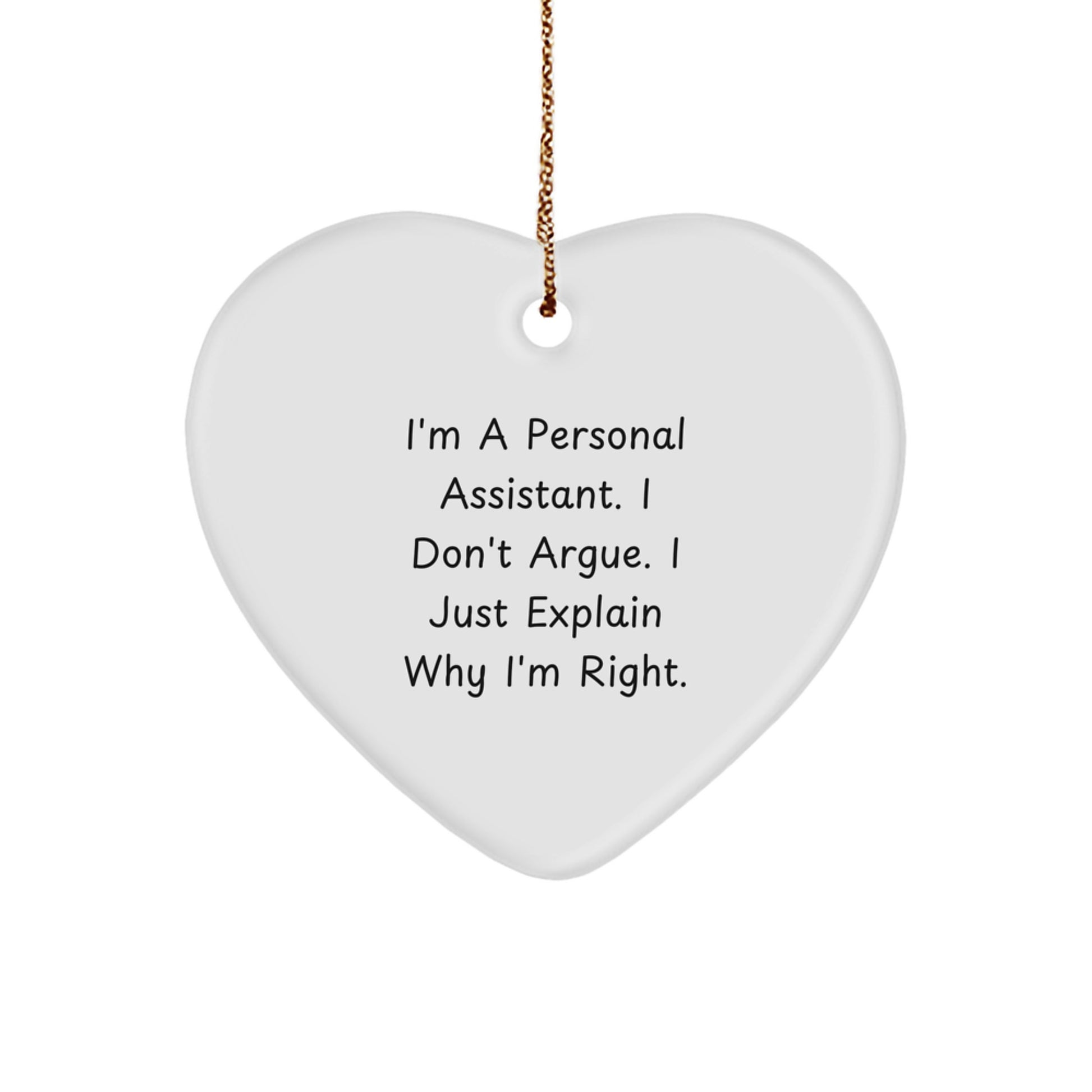 Funny Personal Assistant Heart Ornament Gifts from Men for Coworkers, Unique Christmas Unique Gifts for Personal Assistant, Inspirational Heart Shaped Decor - Image 1