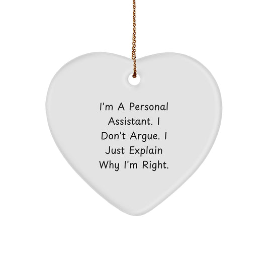 Funny Personal Assistant Heart Ornament Gifts from Men for Coworkers, Unique Christmas Unique Gifts for Personal Assistant, Inspirational Heart Shaped Decor - Image 1