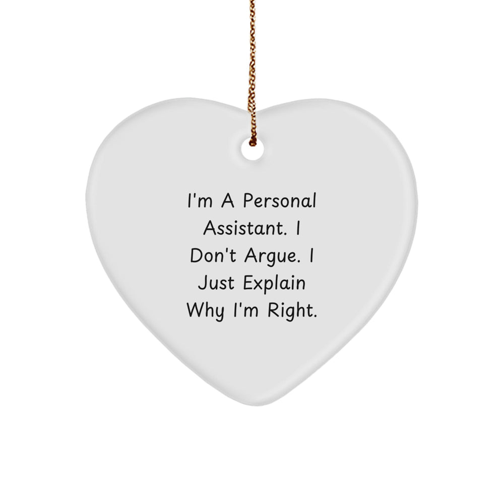 Funny Personal Assistant Heart Ornament Gifts from Men for Coworkers, Unique Christmas Unique Gifts for Personal Assistant, Inspirational Heart Shaped Decor - Image 1