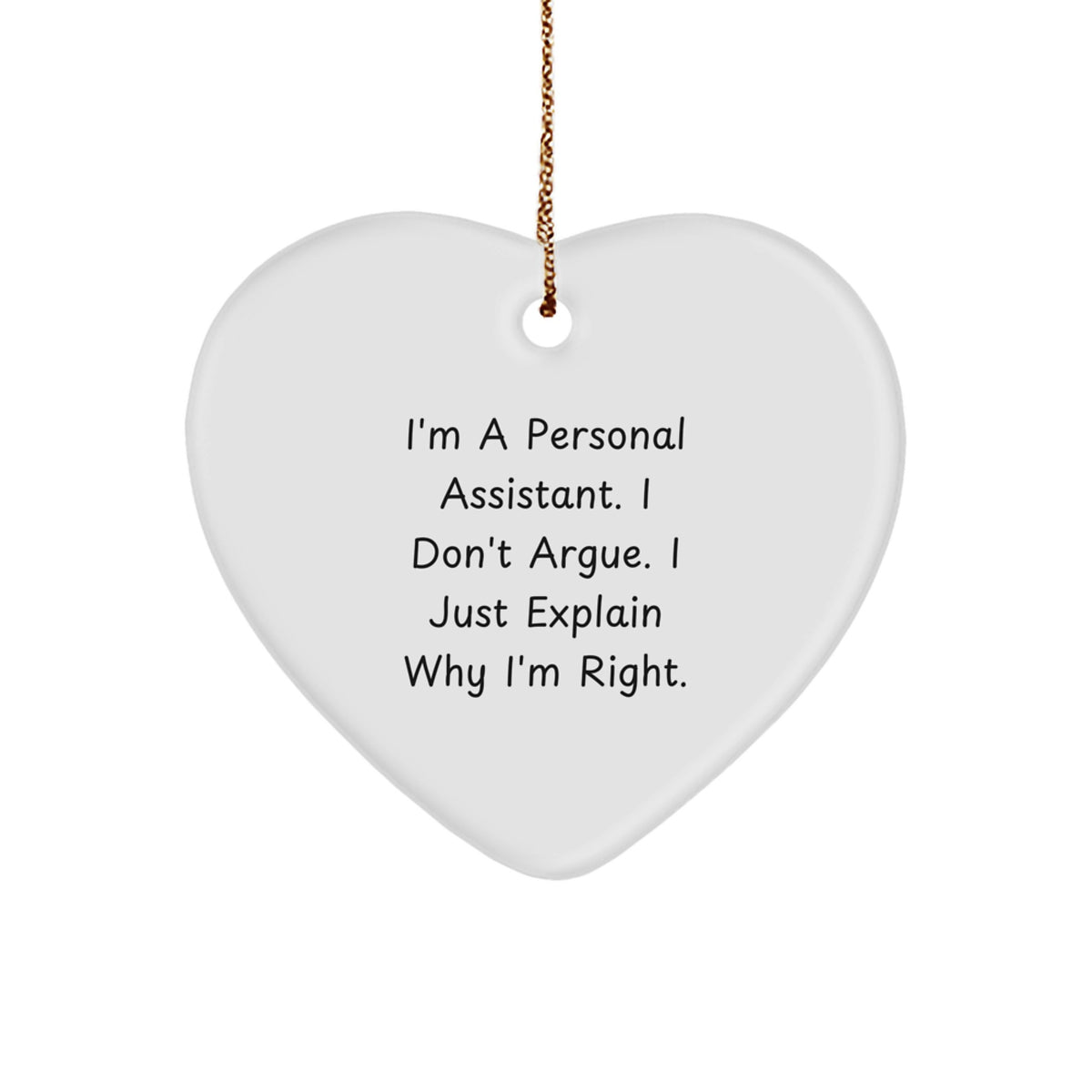 Funny Personal Assistant Heart Ornament Gifts from Men for Coworkers, Unique Christmas Unique Gifts for Personal Assistant, Inspirational Heart Shaped Decor - Image 1