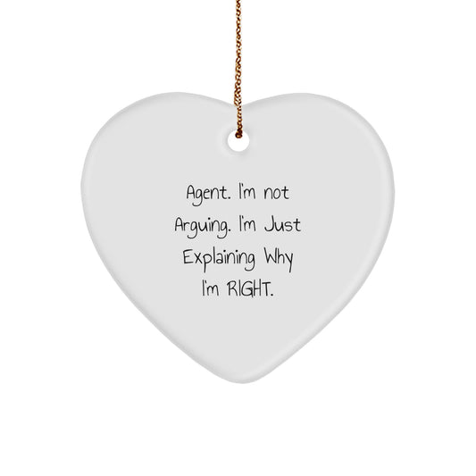 Gifts from Men to Agent - Funny Agent Heart Ornament, Agent Christmas Decor, Heart Shaped Ornament for Home - Image 1