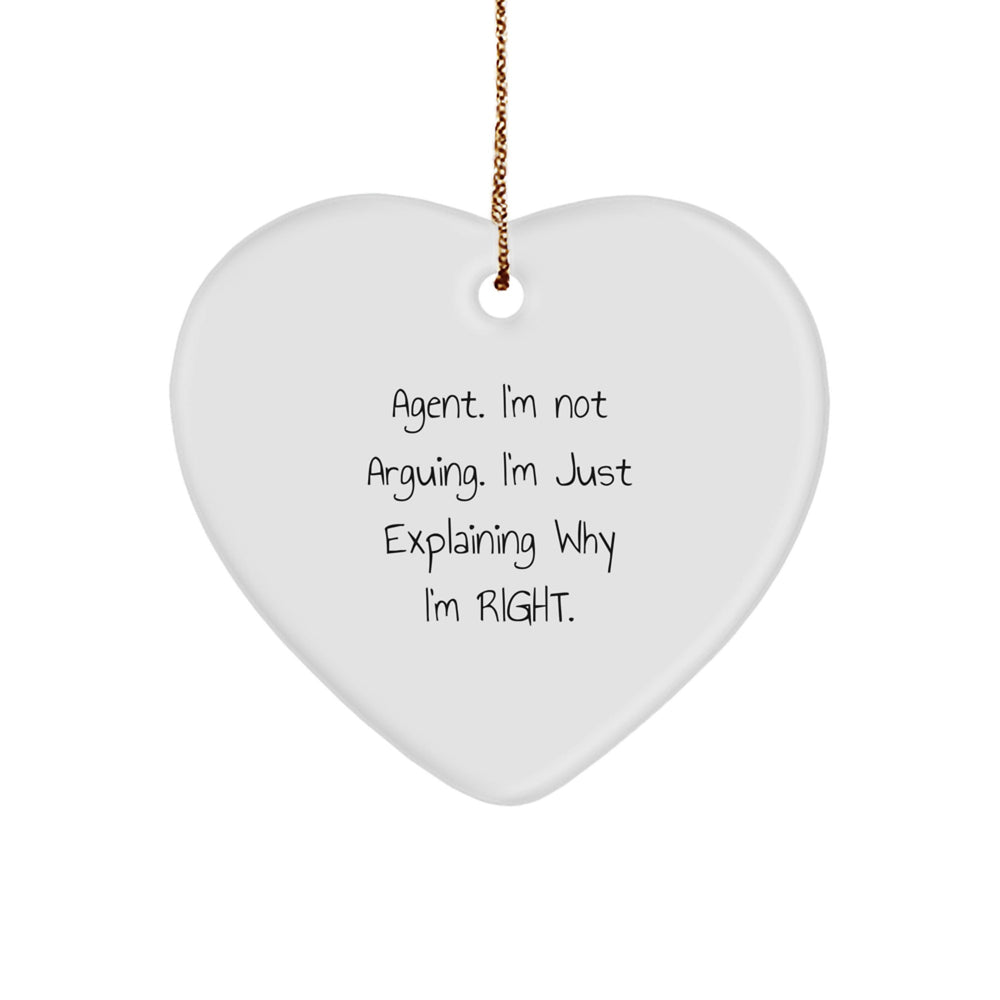 Gifts from Men to Agent - Funny Agent Heart Ornament, Agent Christmas Decor, Heart Shaped Ornament for Home - Image 1