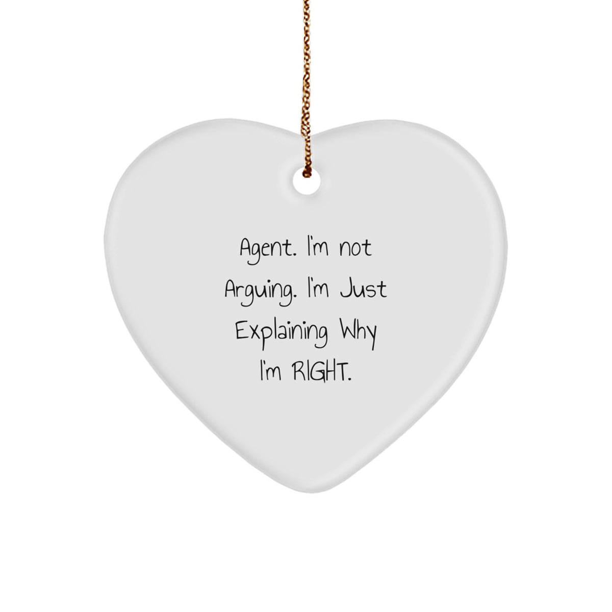 Gifts from Men to Agent - Funny Agent Heart Ornament, Agent Christmas Decor, Heart Shaped Ornament for Home - Image 1