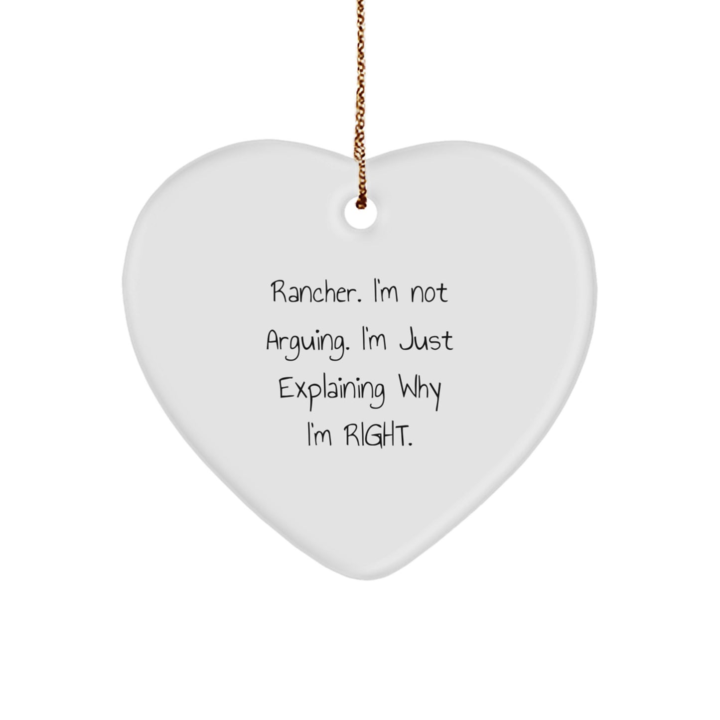 Christmas Unique Gift for Her Funny Rancher Heart Ornament Quote Present - Image 1