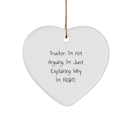 Funny Trucker Gifts from Friends for Trucker, Heart Ornament, Christmas Unique Gifts Trucker Humor, Trucker Christmas Decoration - Image 1