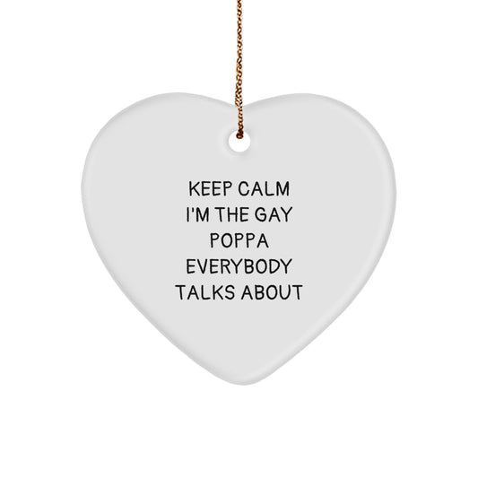 Funny Poppa Gifts, Heart Ornament with Inspirational Quote, Gifts from Men for Poppa, Unique Christmas Unique Gifts for Poppa - Image 1
