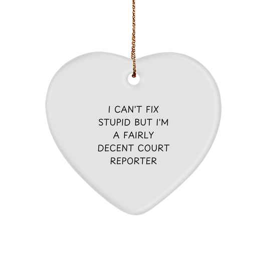 Funny Court Reporter Gifts from Friends, Heart Ornament for Court Reporter, Unique Christmas Unique Gifts for Men - Image 1