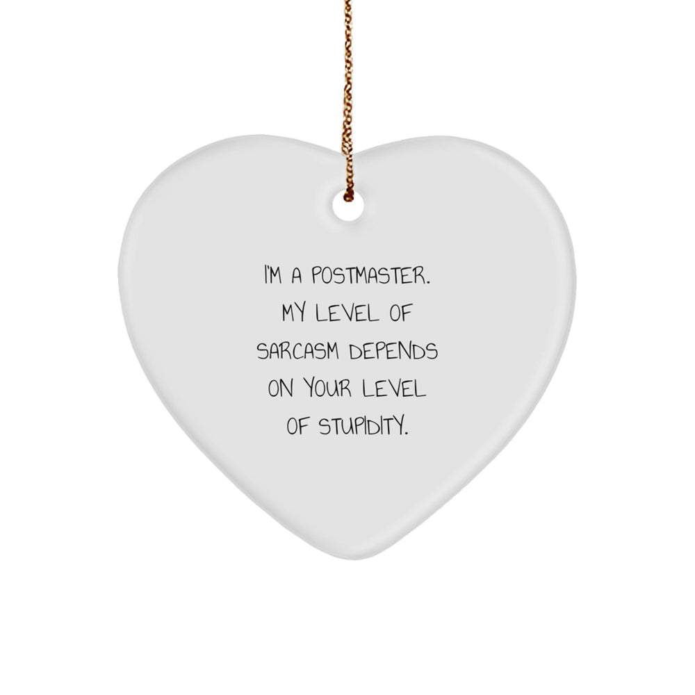 Funny Postmaster Gifts, Heart Ornament for Christmas Unique Gifts from Friends, Gift for Postmaster Men and Women - Image 1