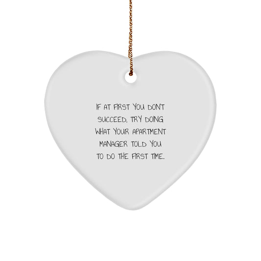 Funny Gifts from Apartment Manager to Friends, Heart Ornament with Inspirational Quote, Christmas Unique Gifts for Family - Image 1