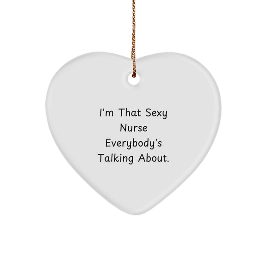 Sexy Nurse Heart Ornament Gifts from Men to Women Coworkers Family - Funny Christmas Nurse Gifts - Image 1